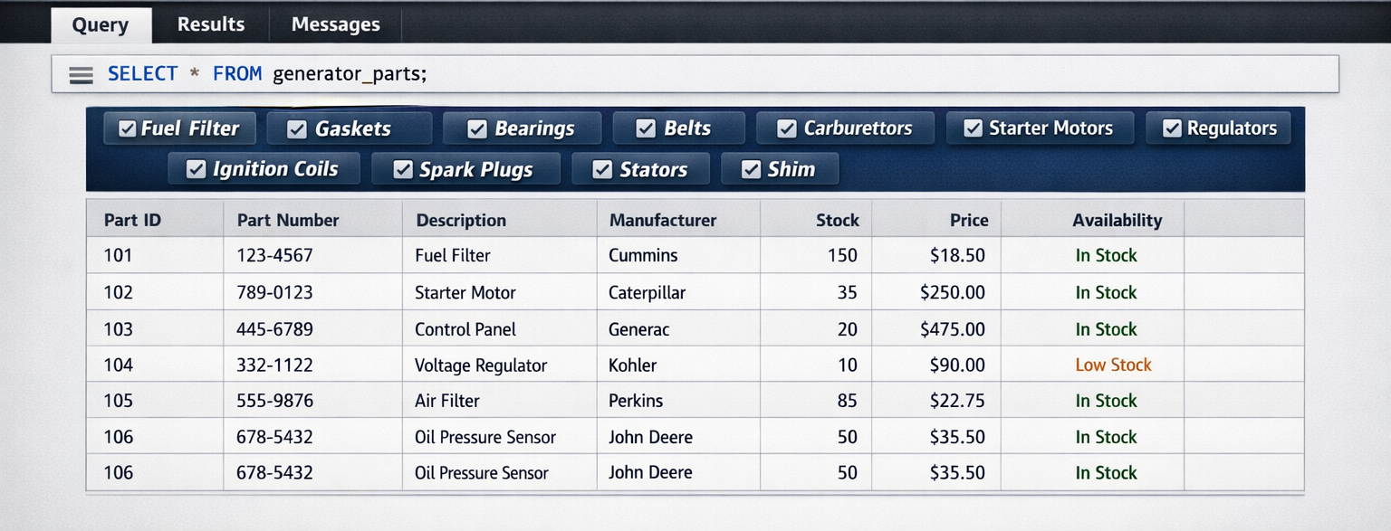 Full Rehlko Database Lookup for Generator Parts